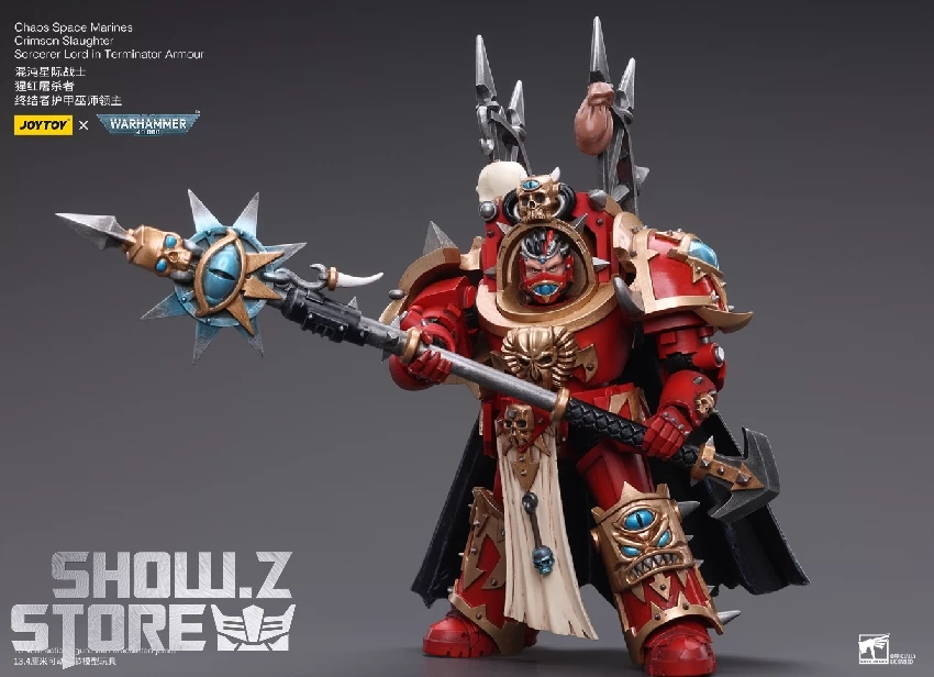 JoyToy Source 1/18 Warhammer 40K ChaoSpace Marines Crimson Slaughter Sorcerer Lord In Terminator Armour - Image 4