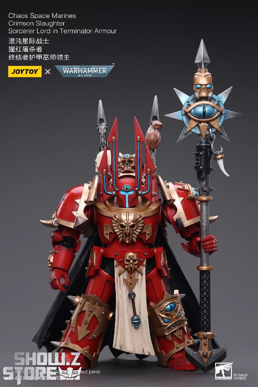 JoyToy Source 1/18 Warhammer 40K ChaoSpace Marines Crimson Slaughter Sorcerer Lord In Terminator Armour - Image 8