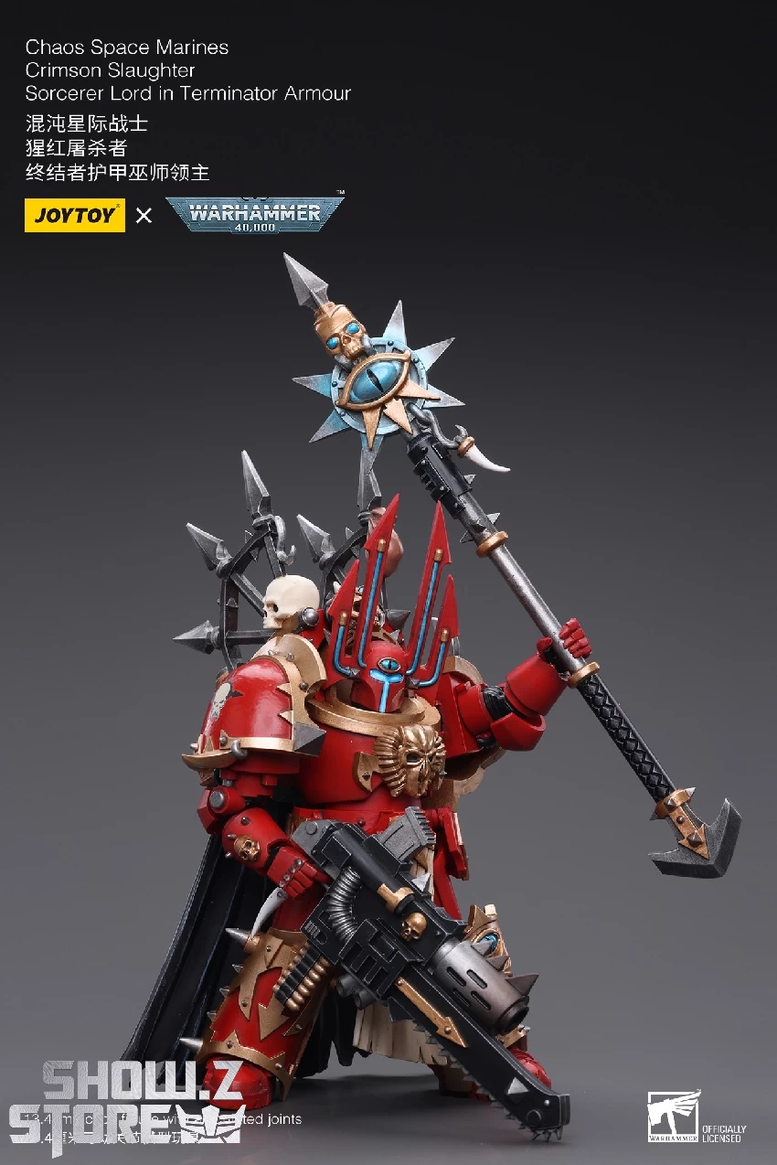 JoyToy Source 1/18 Warhammer 40K ChaoSpace Marines Crimson Slaughter Sorcerer Lord In Terminator Armour - Image 5