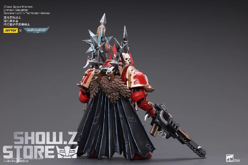 JoyToy Source 1/18 Warhammer 40K ChaoSpace Marines Crimson Slaughter Sorcerer Lord In Terminator Armour - Image 2
