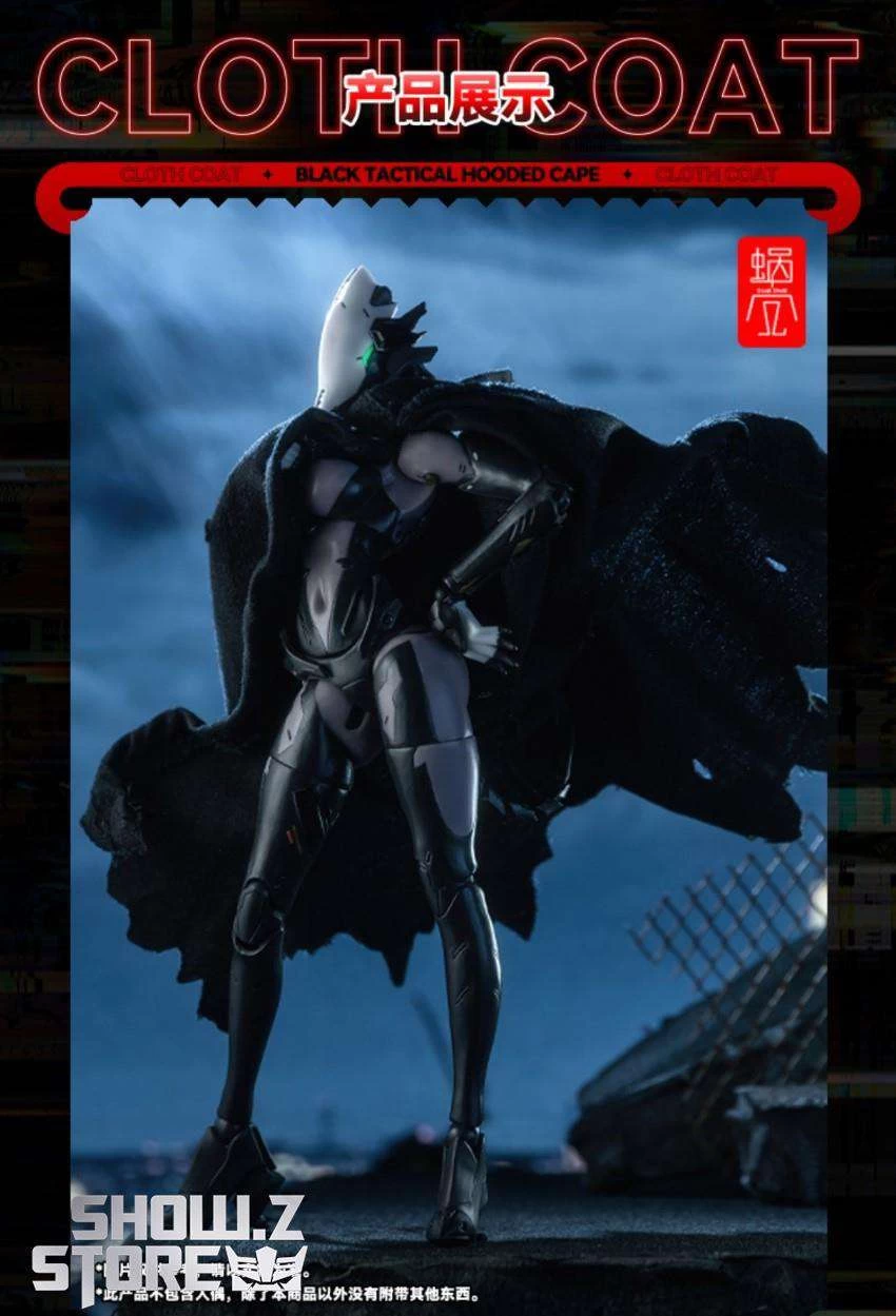 Snail Shell Black Tactical Hooded Cape For 1/10 & 1/12 Mecha Girl - Image 8