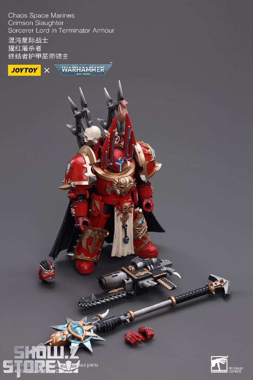 JoyToy Source 1/18 Warhammer 40K ChaoSpace Marines Crimson Slaughter Sorcerer Lord In Terminator Armour - Image 7